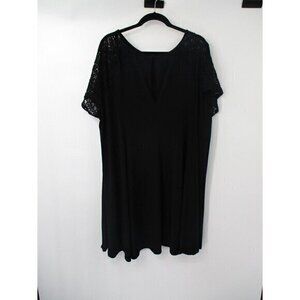 Torrid Womens Blouse 4X Black Short Sleeves Casual Stretchy Lace Accents Preppy